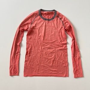 Lululemon swiftly tech long sleeve shirt in love red/deep coral size 8